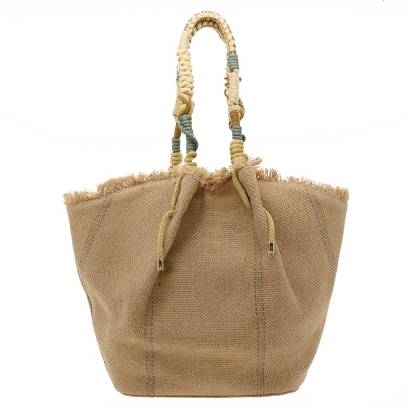 Christian Louboutin By My Side Large Jute CL Tote Natural New - Picture 3 of 6